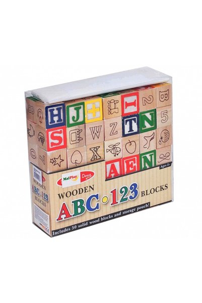 MalPlay Set de blocuri din lemn - cu litere, cifre, imagini, 2 ani+