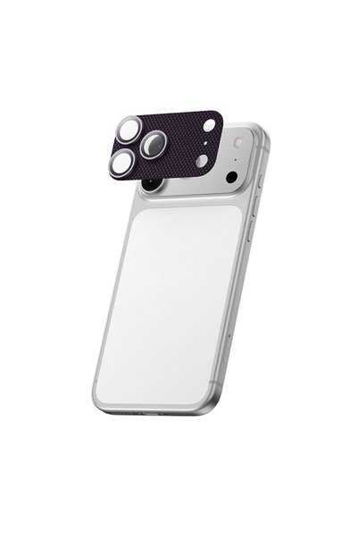 Raptic iPhone 18 Pro Max Uyumlu Aramid Serisi Karbon Kamera Lens Koruyucu Mor