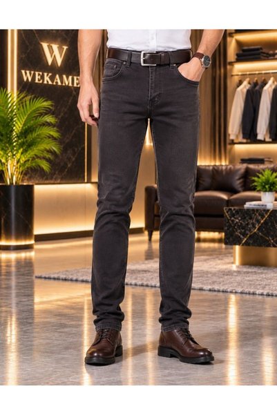 WKM Men's Regular Fit Relaxed-Fit Denim Pants