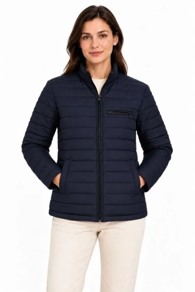MYSSHOES Stand collar water repellent padded three-pocket jacket - navy blue