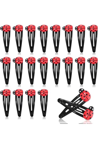 HZYH 20 PCS Cute Ladybug Hair Clips 5cm Non-Slip Snap Barrettes, Red Animal T...