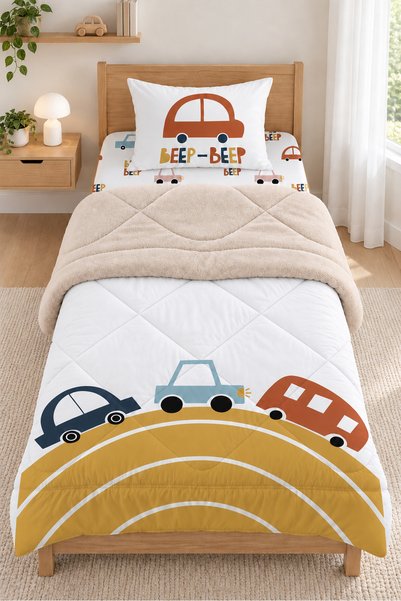 Evmila Rainbow Car 3-Piece Wellsoft Plush Children's Set with Single-Size Qui...