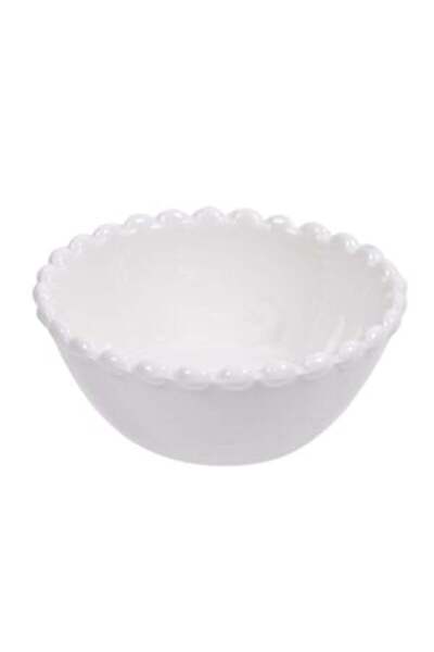 UNIC Round White Porcelain Snack Bowl with Embossed Pearl Finish 150ml