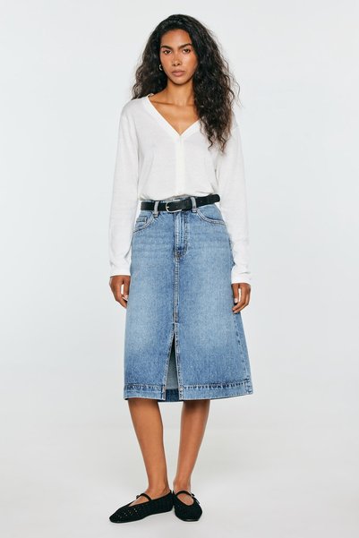 Big Star Fustă damă midi din denim albastră Ophelia 272 L