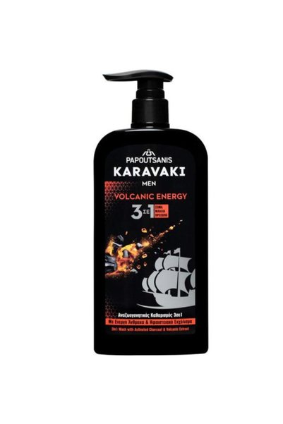 Karavaki Αφρόλουτρο, Σαμπουάν και Αφρός Προσώπου 3 σε 1 - Ανδρικό Βολκανική Ε...