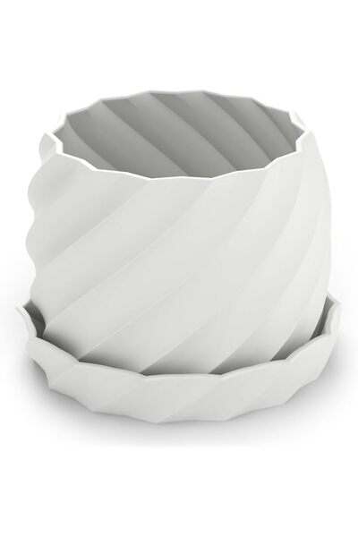 Generic Spiral Plant Pot with Drip Tray, Twisted Spiral Planter with Drainage...