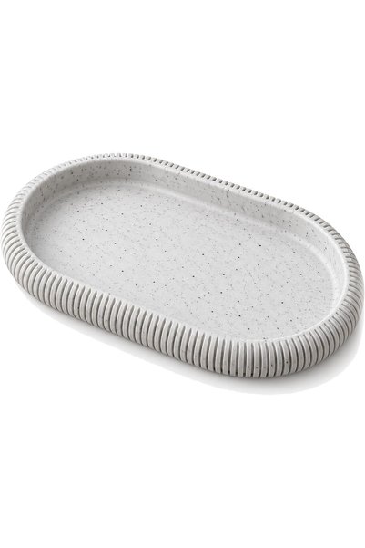 Generic Ribbed Oval Decorative Tray 19.7 x 12.3 cm, Minimalist Catch All Tray...