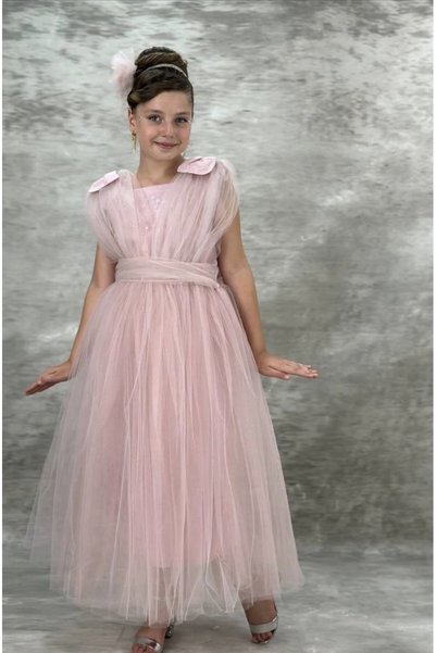 MİSS RONA KİDS Girls' Tulle Detail Puffy Evening Gown—Birthday and Wedding Dr...