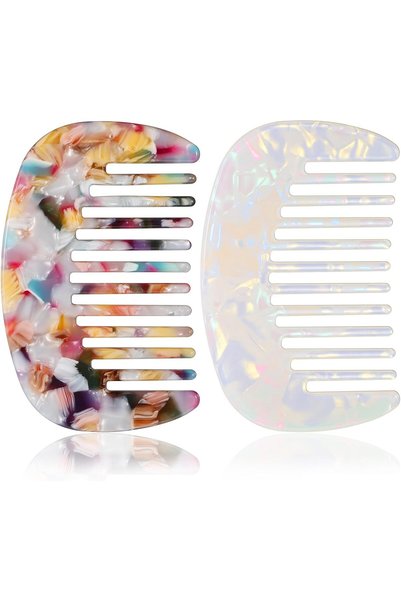 KASTWAVE 2 Pack Mini Comb, Mini Wide Tooth Hair Detangling Comb Anti-Static P...