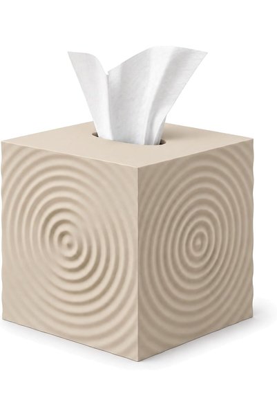 Generic Ripple Cube Tissue Box Cover 14 cm, Modern Square Tissue Holder for C...