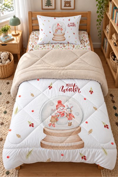 Evmila Snowman Snow Globe Plush Wellsoft Children's Set—Single-Person Quilted...