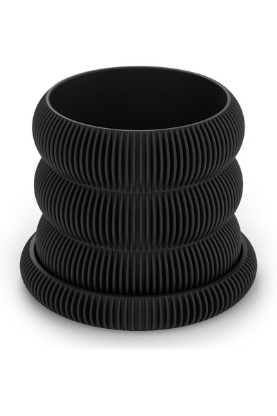 Generic Fin Plant Pot with Drip Tray, Cacti and Small Indoor Plants, Modern D...