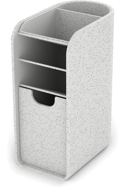 Generic Pen Holder with Pull-Out Drawer, Pencils, Sticky Notes and Clips, Mat...