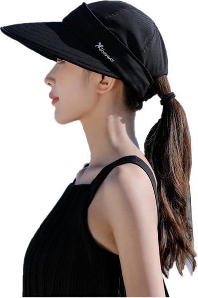 SJTJSPX Summer Sun Hat for Women，Detachable Visor，Wide Brim Baseball Cap，UV P...