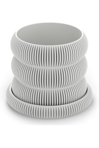 Generic Fin Plant Pot with Drip Tray, Cacti and Small Indoor Plants, Modern D...