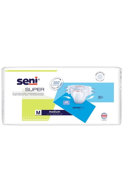Seni Super Scutece pentru adulți cu sistem închis, mărimea Medium (M), 30 buc