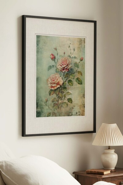 Zevahir Mobilya Dekorasyon 1 VINTAGE PAINTING WITH AN ELEGANT BOTANICAL THEME...