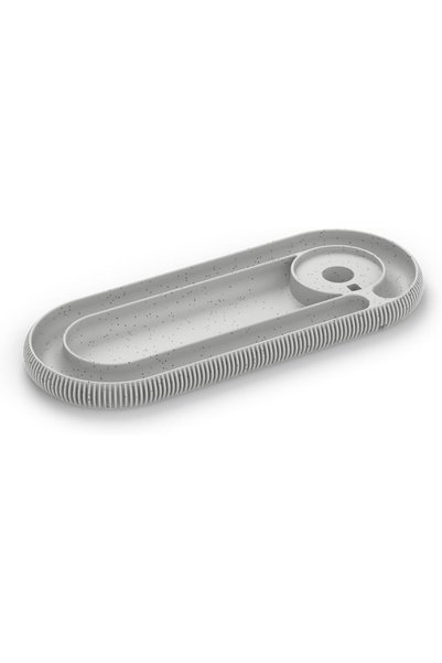 Generic Ribbed Desk Tray with Round Charger Recess and Cable Slot, Phone, Pen...