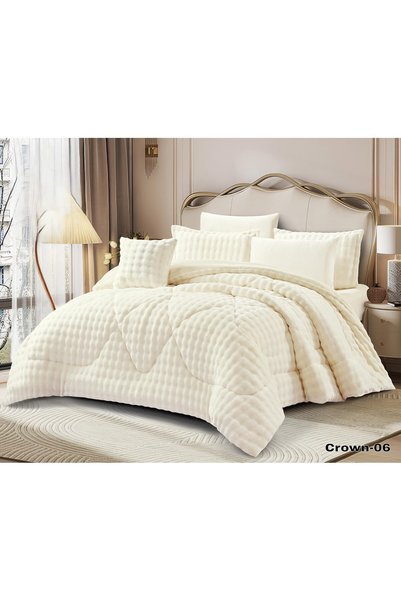 ALMIAAD Winter Luxury Velvet Fluffy Fur 7Pcs 230X250 Bedspread Bedding Set