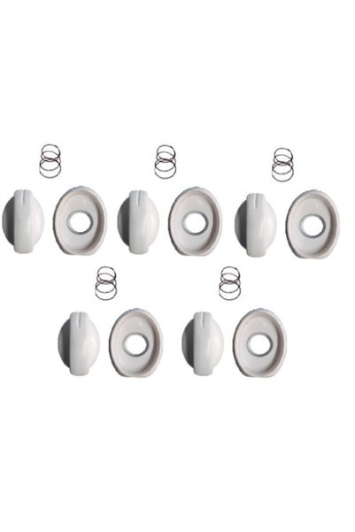 DAO Set de 5 butoane de cuptor compatibile cu Beko, ax de 6mm, albe