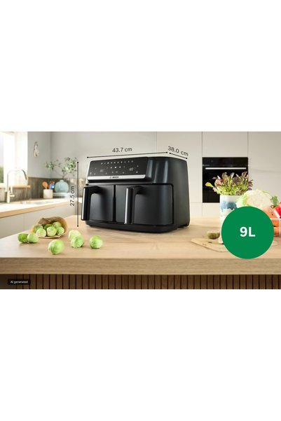 Bosch Seria 4 MAFD440B7 Friteuză cu aer cald cu două sertare, negru
