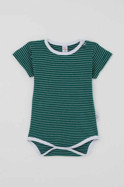 Breeze Boys' Short-Sleeved Snap-Fastened Striped Bodysuit, Ages 1–3, Emerald ...