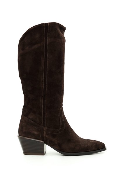 Tuna Genuine Suede Brown Cowboy/Western Boots with Heels - ZB3890