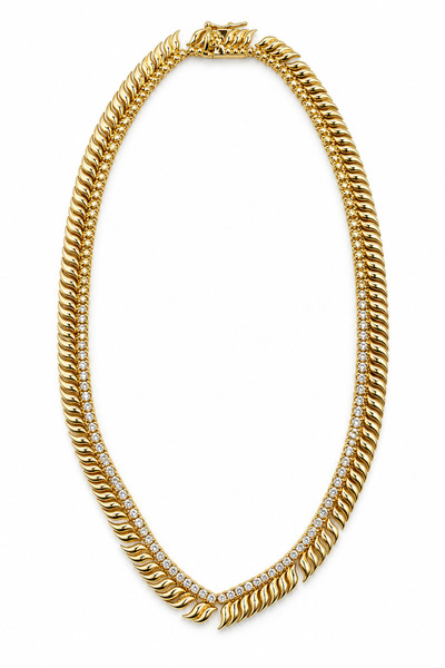 Stelle Jewelry 45 cm Women's Necklace with Gold-Toned Stones and a Leaf Patte...