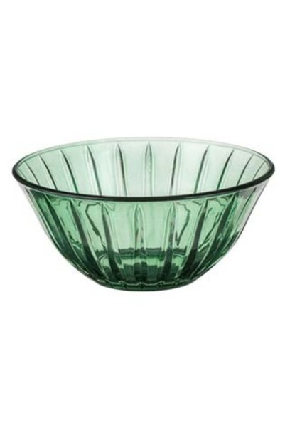 UNIC Green Glass Bowl with Embossed Stripes 300ml