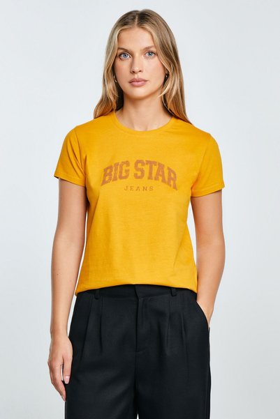 Big Star Tricou de damă din bumbac cu logo galben Ramila 201 M