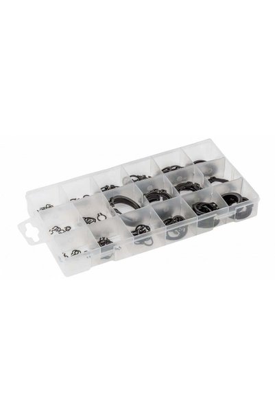 FOXMAG24 Set of 150 Steel Locking Washers, 18 Sizes, Compartmentalized Box