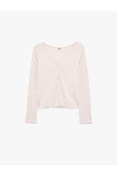 Koton V Yaka Uzun Kollu Düğmeli Triko Pijama Üstü