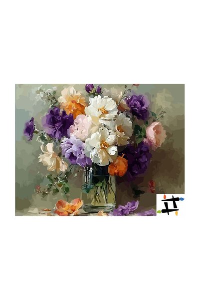 Painting-numbers Set pictura pe numere Buchet de Flori 6510, panza pe rama le...