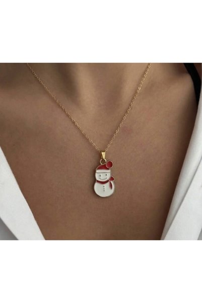 AychaAksesuar New Year's necklace with a steel snowman