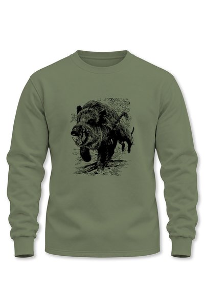 WİDİ Hunting Hunter Pig-Printed Wild Boar Hunting Regular Fit Crew Neck Khaki...