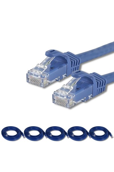 HeliosStar IRENIS 5 adet CAT7 Kablo Ethernet Network İnternet LAN Kablosu 3 Metre Mavi