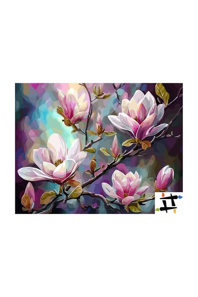 Painting-numbers Set pictura pe numere Magnolie Roz 6490, panza pe rama lemn,...