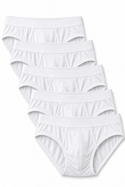 REN Set de 5 boxeri din bambus pentru bărbați, culoare albă, cu textură moale...