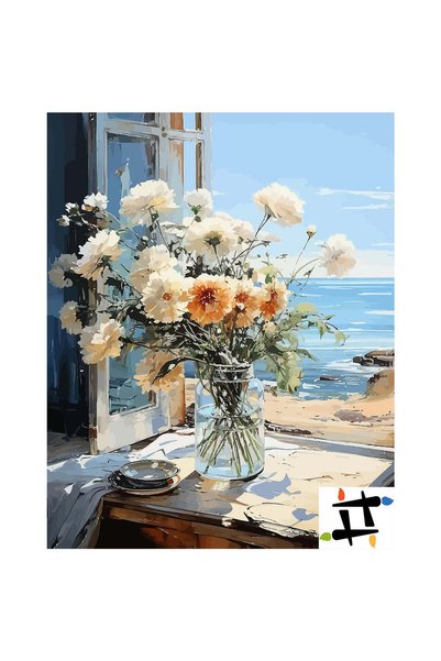 Painting-numbers Set pictura pe numere Peisaj de Mare 6468, panza pe rama lem...