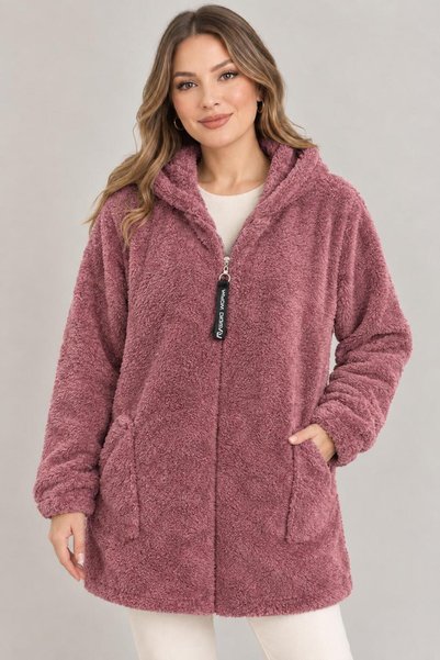 Orly More Peluş Teddy Fermuarlı Tüy Detaylı Ceket