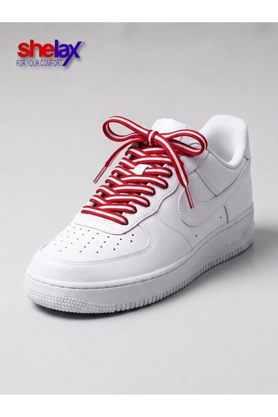 SHELAX Flat Smart Shoelaces - Red and White Stripes