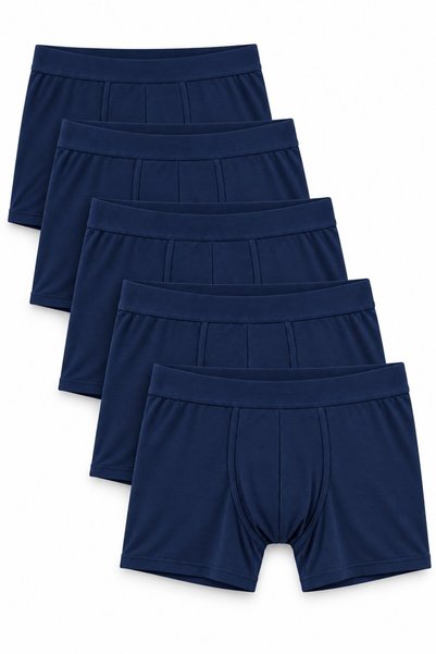 REN Set de 5 boxeri din bambus bleumarin pentru bărbați, boxeri din bambus su...
