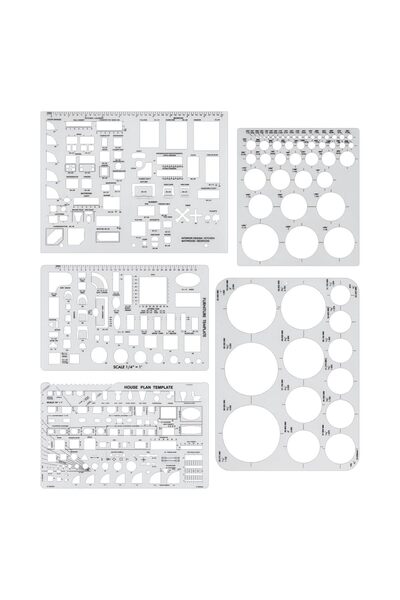 wisfunlly 5 Pcs Architectural Templates Set, Circle Template, House Plan, Int...