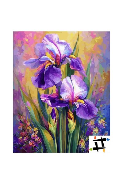 Painting-numbers Set pictura pe numere Floare de Iris 6497, panza pe rama lem...