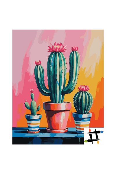 Painting-numbers Set pictura pe numere Cactus Delight 6690, panza pe rama lem...