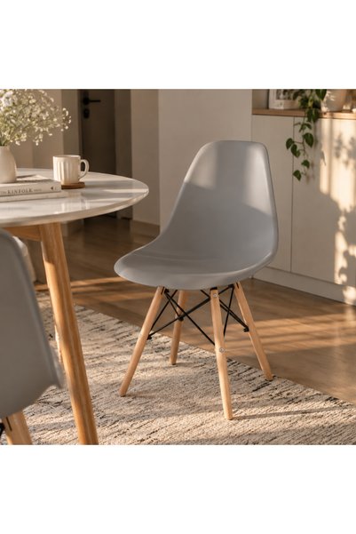 PixelsFurniture Pixel Furniture Plastic Chair with Wooden Legs - Modern Livin...