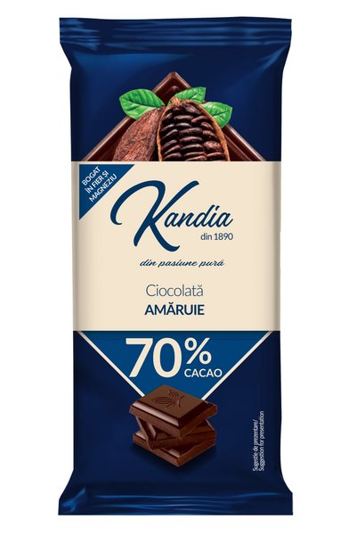 Kandia Ciocolata Amaruie 70% Cacao, 6 x 80g