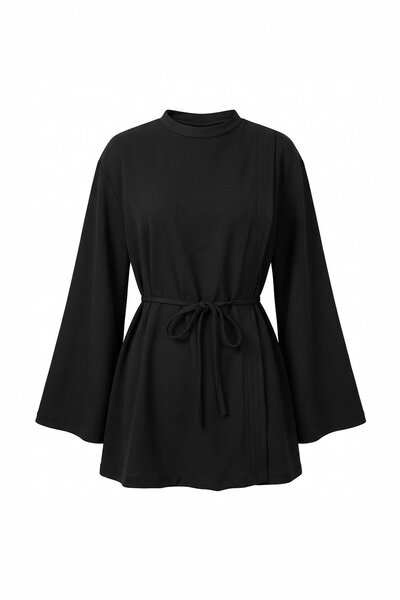 Loreen Black - Lace-Up Velvet Tunic BLACK
