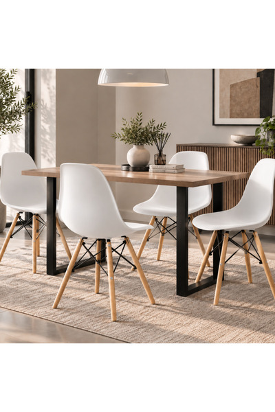 PixelsFurniture كرسي بلاستيك بقواعد خشبية من بكسل الأثاث - اثاث عصري لغرفة ال...