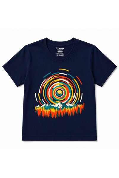 Rabona Fashion Frecvența Naturii Retro – Tricou pentru copii cu cercuri geome...